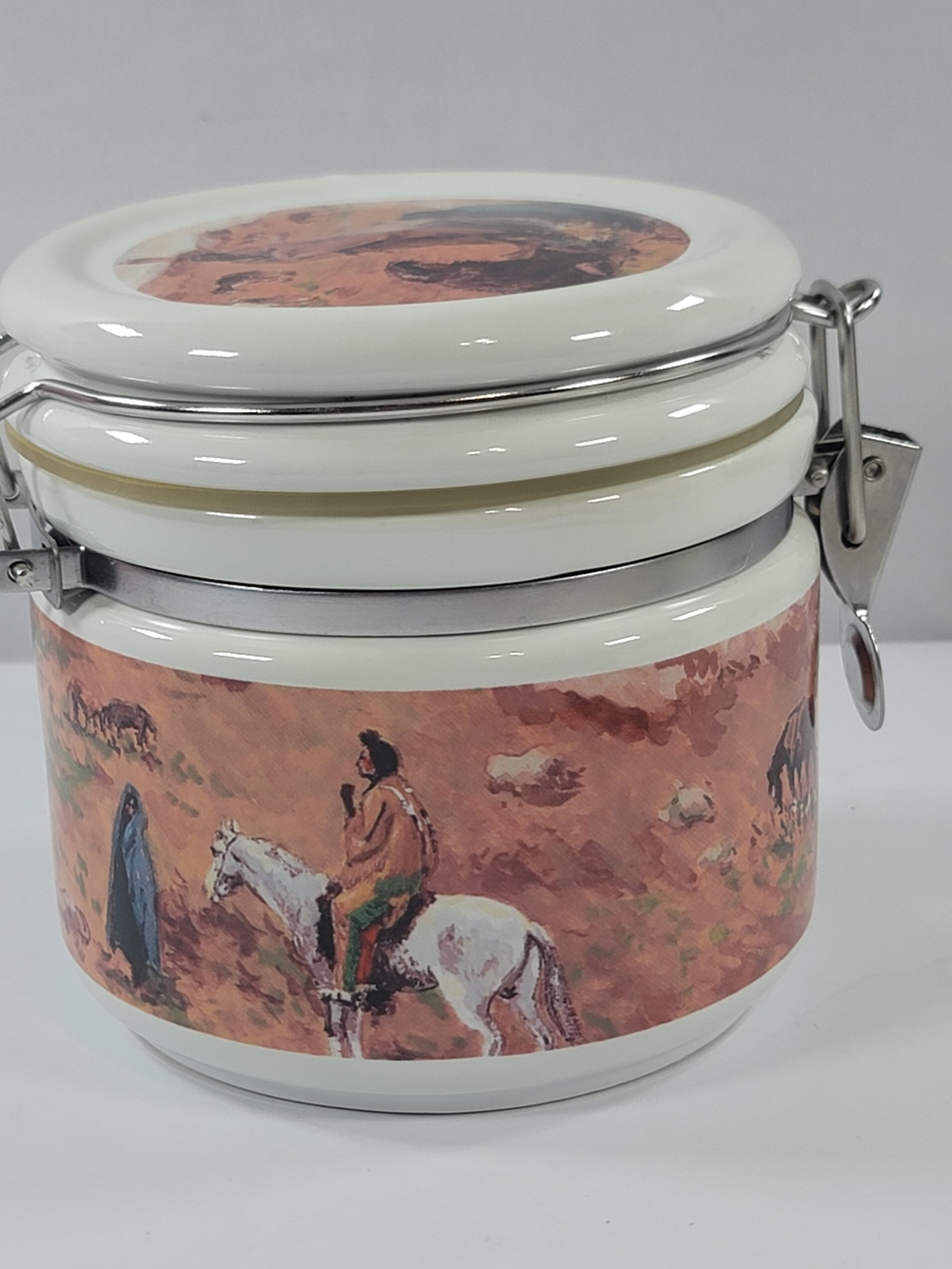 Vintage CHALEUR Native American Image Canister Jar